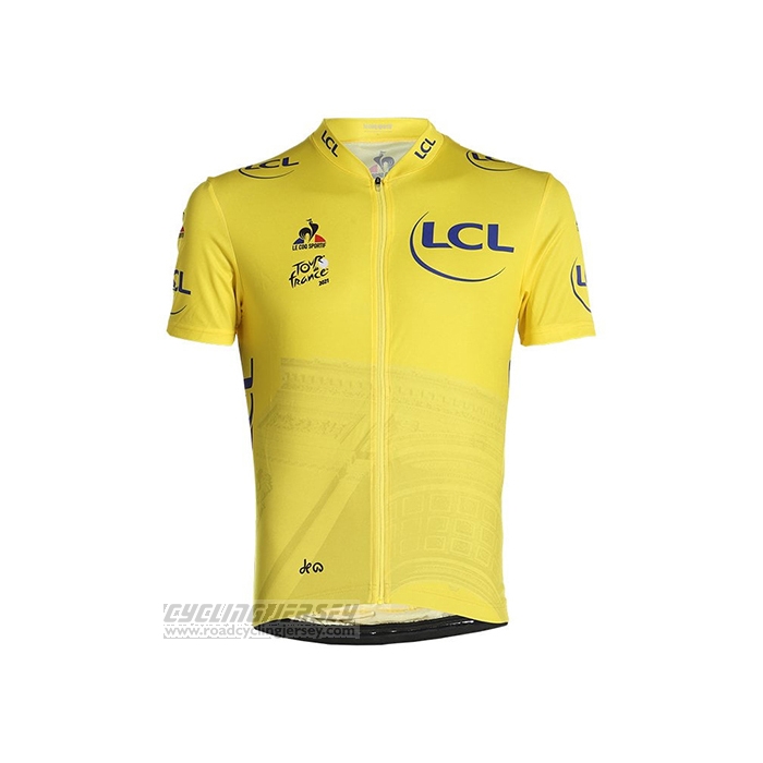 2021 Cycling Jersey Tour de France Yellow Short Sleeve and Bib Short